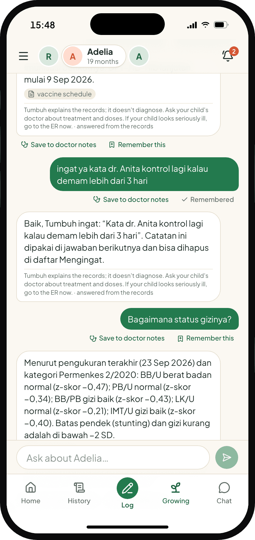 Ask Tumbuh: answers from Adelia's record