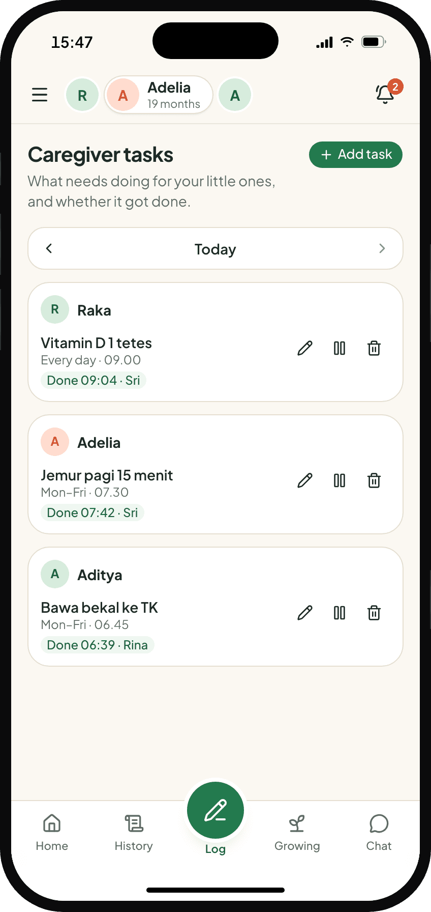 Tasks that are remembered, not left in a message.